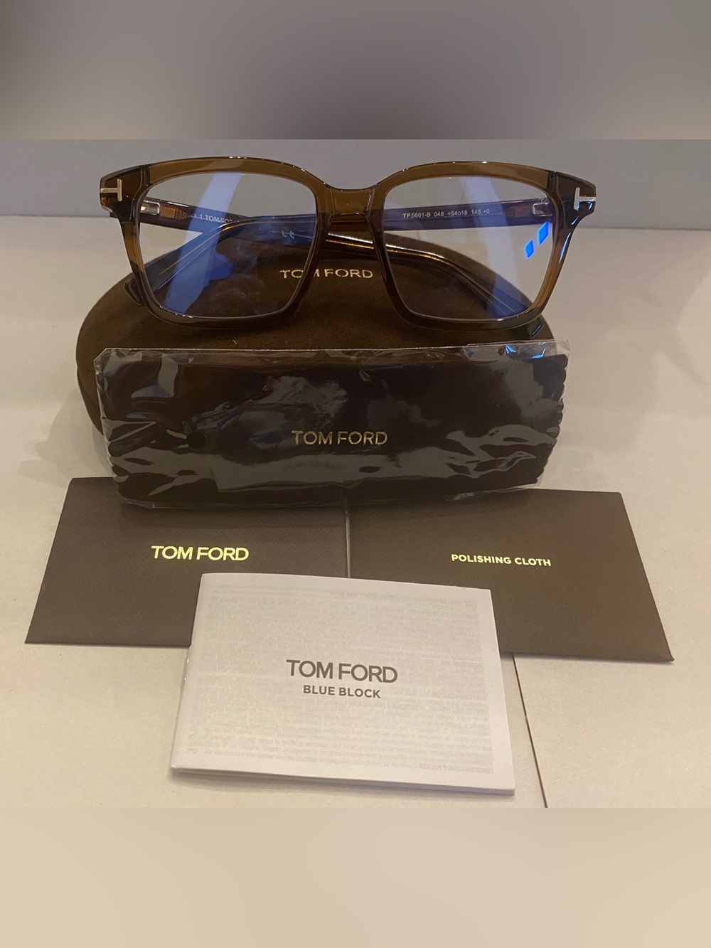 Tom Ford Brown Acetate Glasses with Blue-Filter Lenses